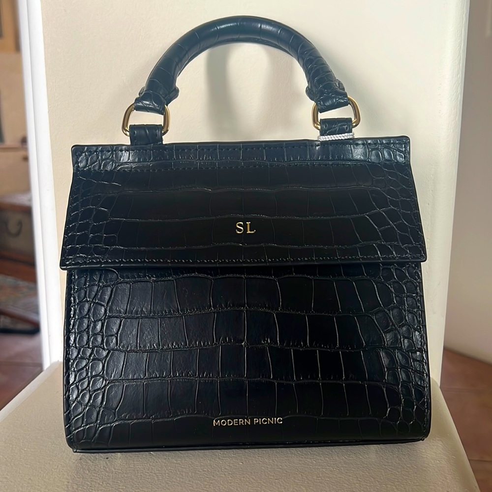 NWT Not your average lunch box black embossed bag